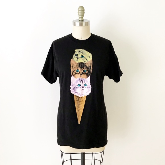 Black Matter Other - Black Matter Cat Ice Cream Tee Shirt Black Cute
